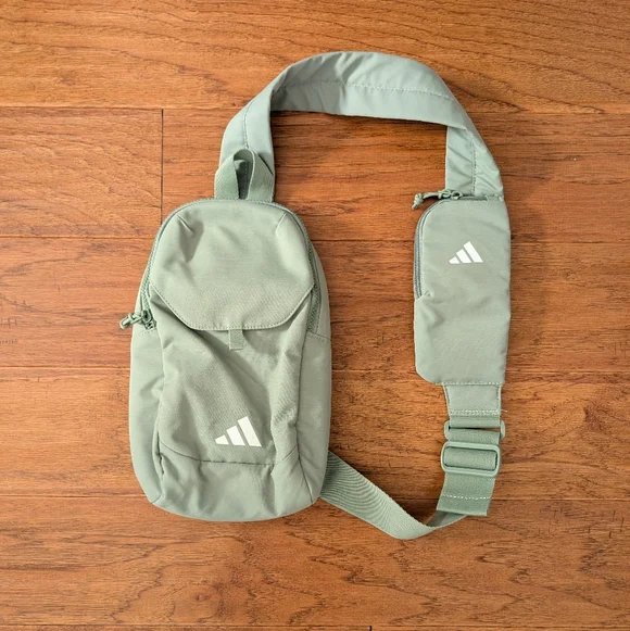 adidas Sage Green Essentials Crossbody Sling Bag - Picture 1 of 5